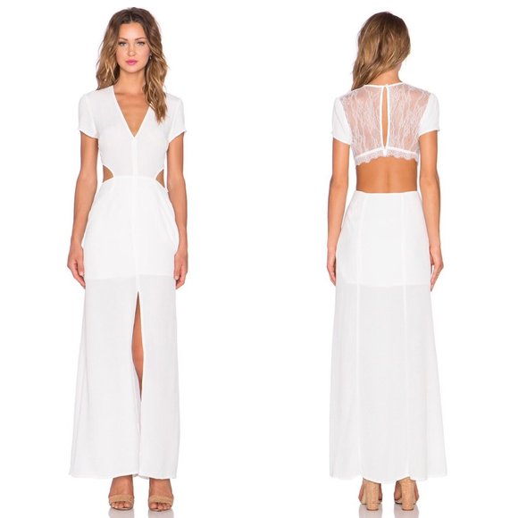 Lovers + Friends Dresses & Skirts - Lovers and Friends Harper Dress White Maxi Front Slit Lace Size Small Sz S New